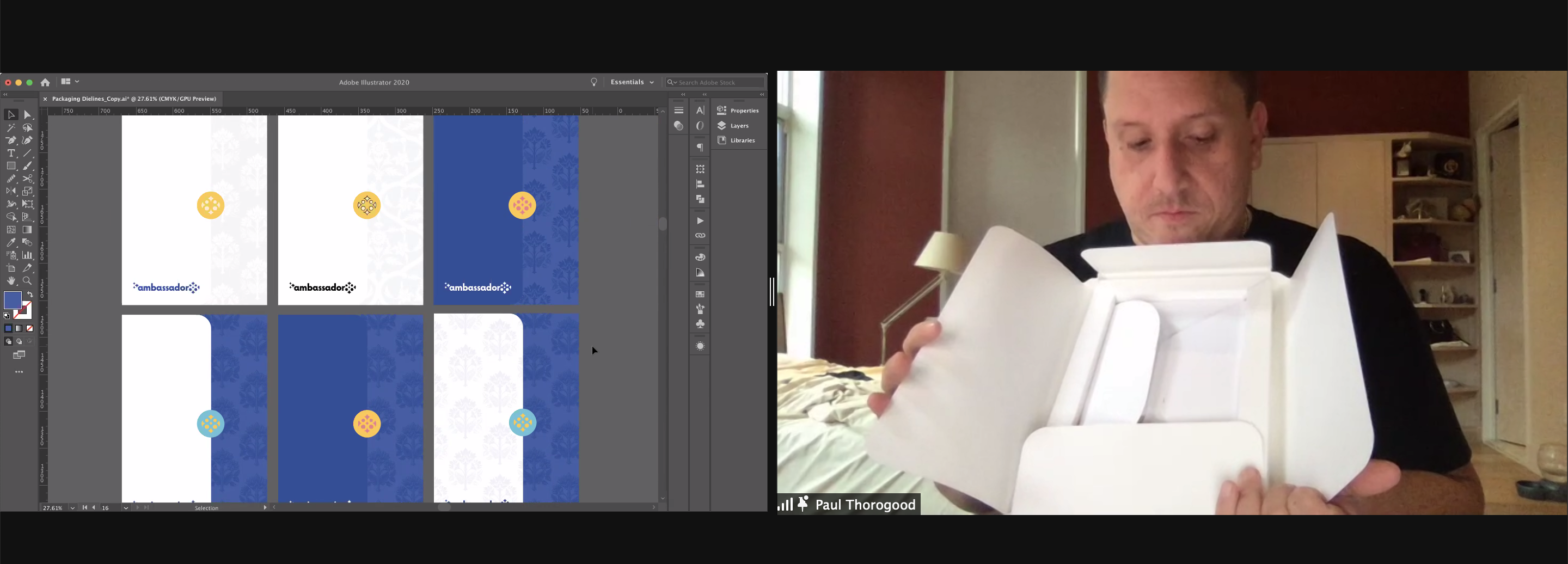 Packaging design meeting on Zoom